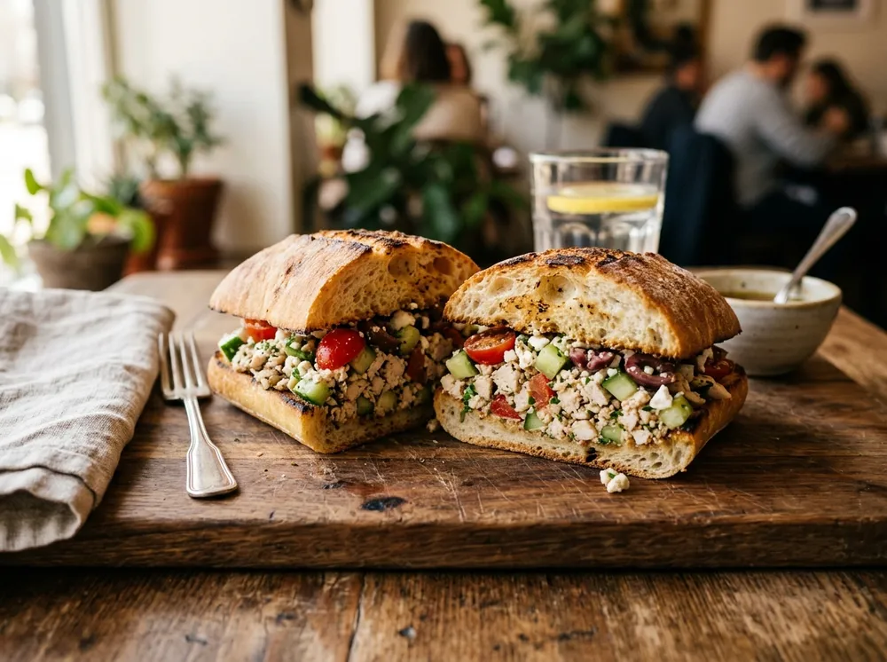 Chopped Greek Chicken Salad Sandwich