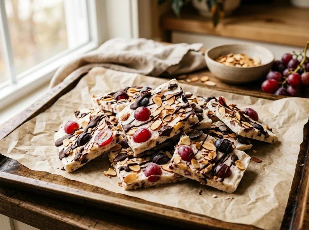 Grape Yogurt Bark with Dark Chocolate
